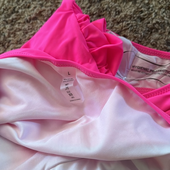 🩷 5 for $25 sale *NWT* Womens large, neon pink, halter tie, one-piece swimsuit - Picture 3 of 3